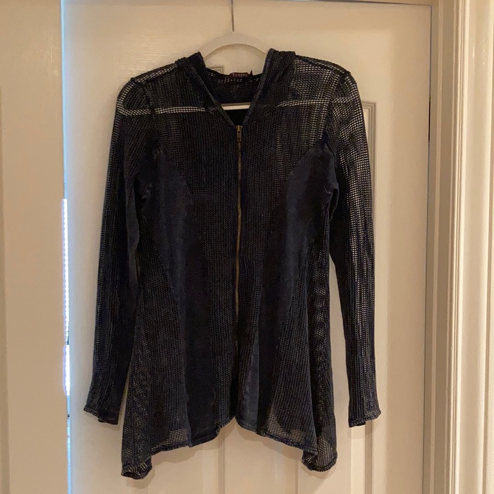 T Party Long Sleeve Knit Cardigan with hood